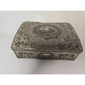Large Godinger Silver Plated Victorian Trinket Box